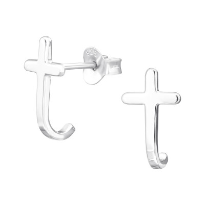 Silver Cross Ear Studs