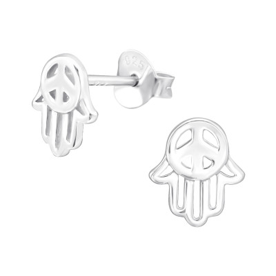 Silver Hamsa Ear Studs