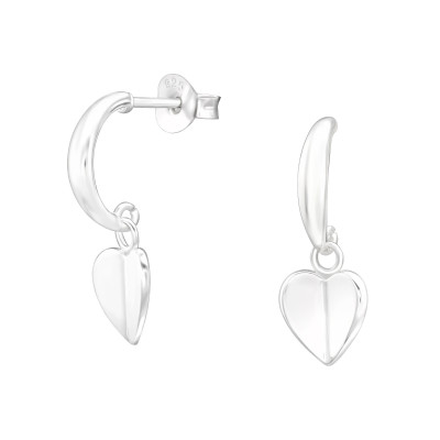 Silver Hanging Heart Ear Studs