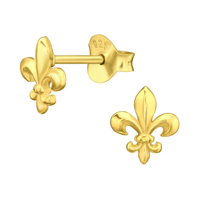 Silver Fleur De Lis Ear Studs