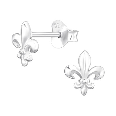 Silver Fleur De Lis Ear Studs