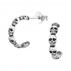 Silver Skull Ear Studs