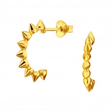 Silver Half Hoop Spikes Ear Studs