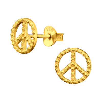 Silver Peace Ear Studs