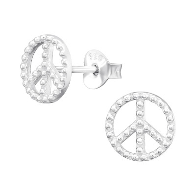 Silver Peace Ear Studs