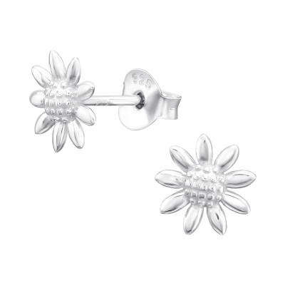 Silver Sunflower Ear Studs