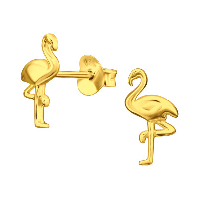 Silver Flamingo Ear Studs