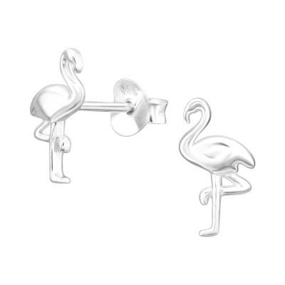 Silver Flamingo Ear Studs