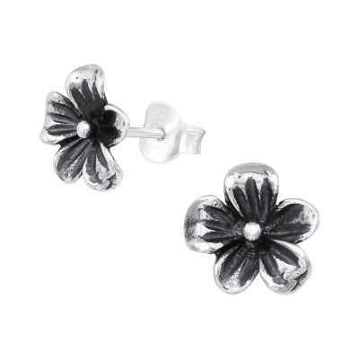 Silver Flower Ear Studs