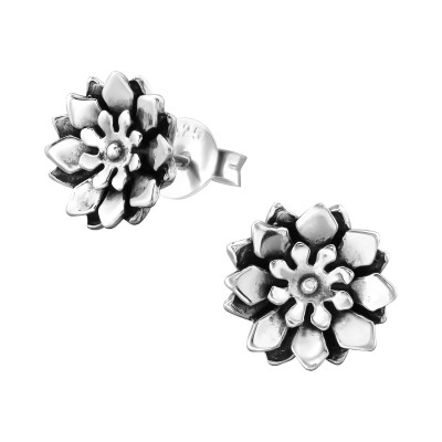 Silver Flower Ear Studs