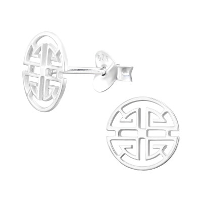 Silver Geometric Ear Studs