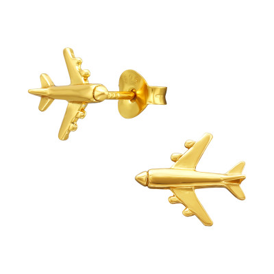 Silver Airplane Ear Studs