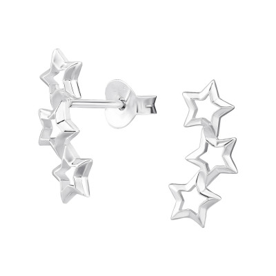 Triple Star Sterling Silver Ear Studs