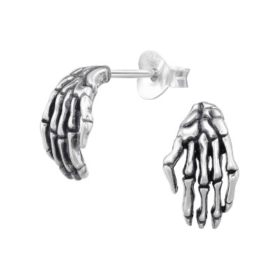 Skeleton Hand Sterling Silver Ear Studs