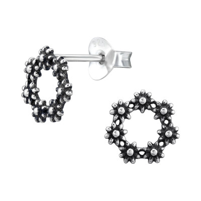 Wreath Sterling Silver Ear Studs