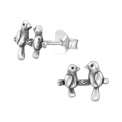 Birds Sterling Silver Ear Studs