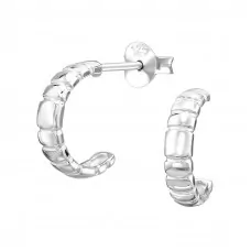 Tile Pattern Half Hoop Sterling Silver Ear Studs
