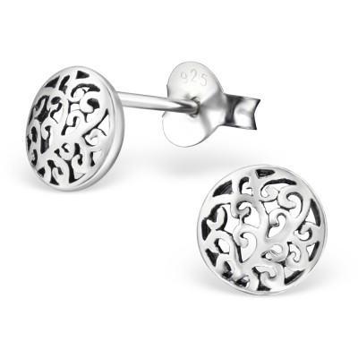 Silver Round Ear Studs