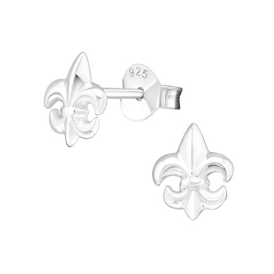 Silver Fleur De Lis Ear Studs