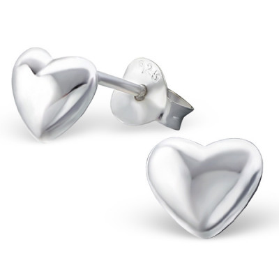 Silver Heart Ear Studs