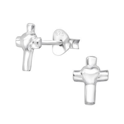 Silver Cross Ear Studs