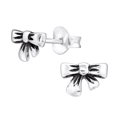 Silver Bow Ear Studs