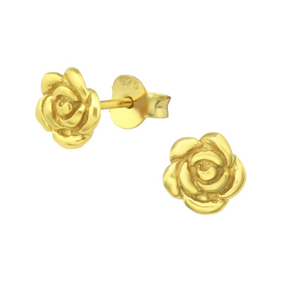 Silver Rose Ear Studs