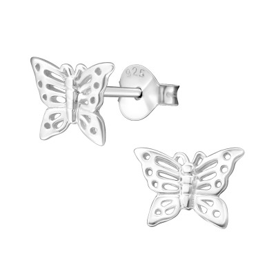 Silver Butterfly Ear Studs