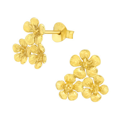 Silver Flower Ear Studs