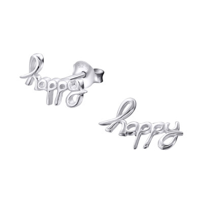 Silver Happy Ear Studs