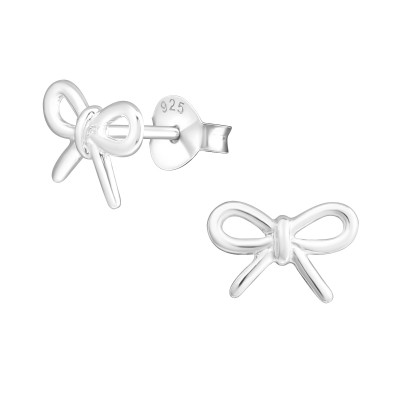 Silver Bow Ear Studs