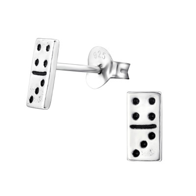 Silver Domino Ear Studs