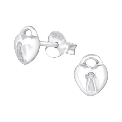 Silver Padlock Ear Studs