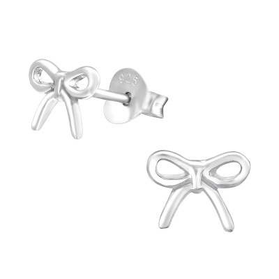 Silver Bow Ear Studs