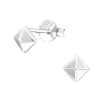 Silver Pyramid Ear Studs