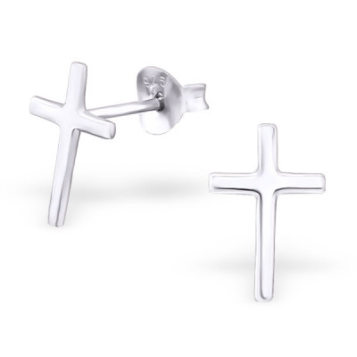 Cross Sterling Silver Ear Studs