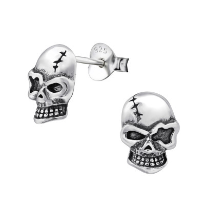 Silver Skull Ear Studs