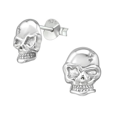 Silver Skull Ear Studs