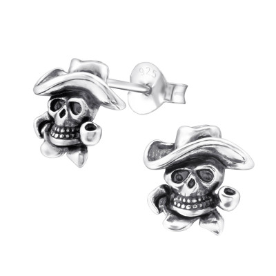 Silver Skull Ear Studs