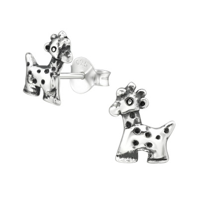 Silver Giraffe Ear Studs