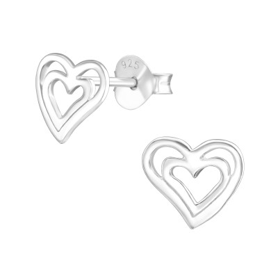 Heart Sterling Silver Ear Studs