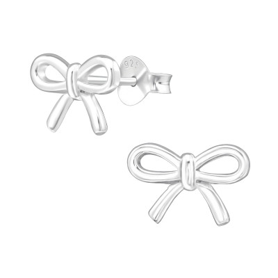 Silver Bow Ear Studs