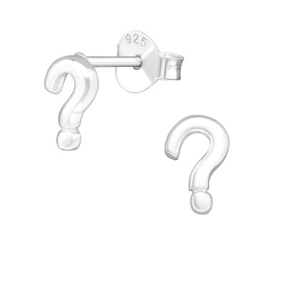 Silver Question Sign Ear Studs