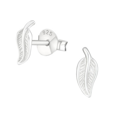 Silver Leave Ear Studs