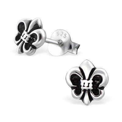 Fleur De Lis Sterling Silver Ear Studs