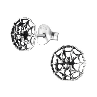 Spider Web Sterling Silver Ear Studs