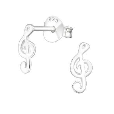 Silver Treble Clef Ear Studs