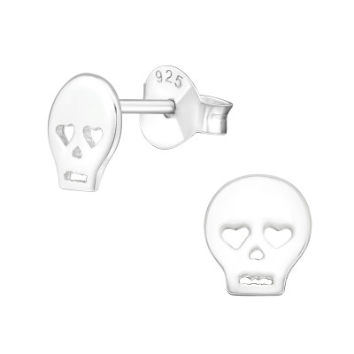 Silver Skull Ear Studs