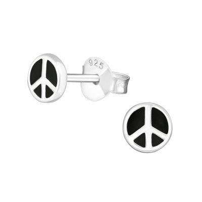 Silver Peace Ear Studs