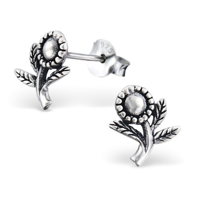 Sunflower Sterling Silver Ear Studs